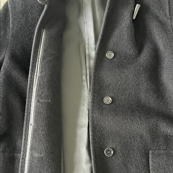 Cinzia Rocco Due Alpaca Wool Blend Jacket Coat Women 12 Single Breast Black Hood - Picture 7 of 16